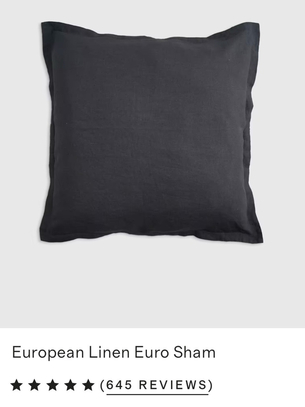 Quince European Linen Euro Sham - Charcoal
